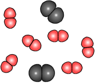 Man beskriver ofta kemiska reaktioner på det här sättet: Kol + syre koldioxid På vänstra sidan har man de ämnen som fanns från början och på höger sida de ämnen som bildades.